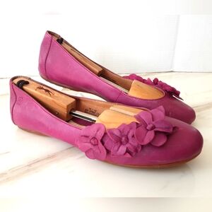 BORN Pink Leather Flower Ballet Flats Sz 10